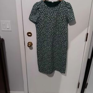 Ann Taylor Green Sheath Dress Crew Neck Short Sleeve